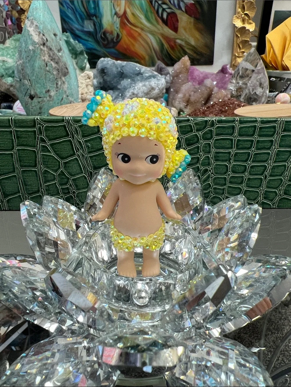 CUSTOM Beaded Yellow Sonny Angel Sweet Series Figurine Collectible